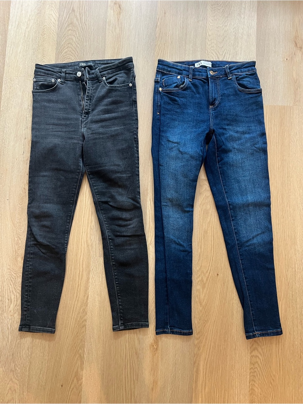 Zara Skinny Jeans Trio: Black and Dark Blue Denim